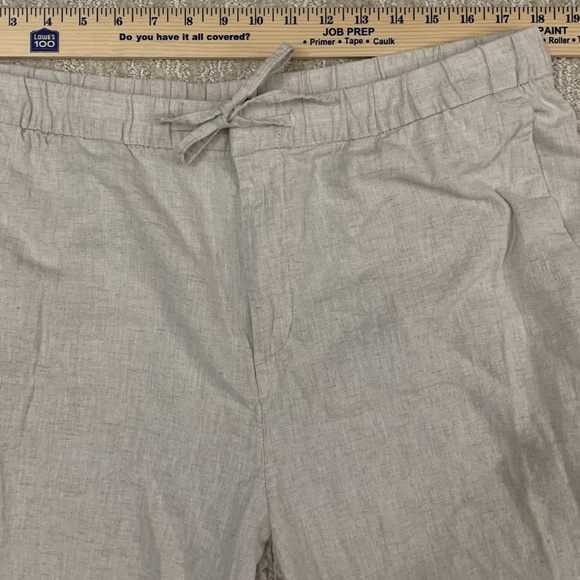 H&M Pants Women's L Tan Linen Pull On Beach Pockets Adjustable String Cropped. - Picture 5 of 14